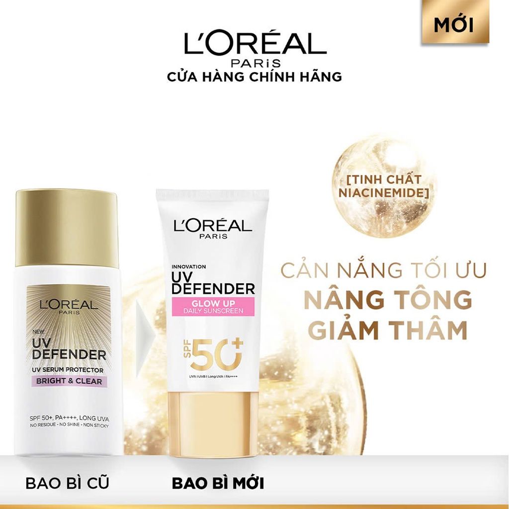 Kem Chống Nắng L'Oreal Mịn Nhẹ, Bảo Vệ Da, Ngăn Ngừa Lão Hóa UV Defender Serum Protector SPF 50+/PA++++
