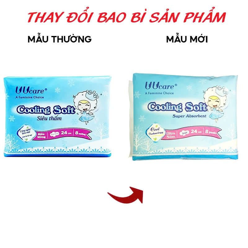 Băng Vệ Sinh Ban Ngày UUcare Young Girl Series Cooling Soft 24cm - 8 Miếng (Che tên sản phẩm khi giao hàng)