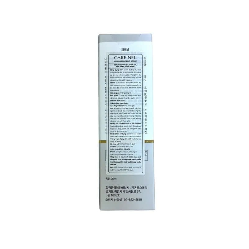 Serum Carenel Tinh Chất Hỗ Trợ Dưỡng Sáng Mịn Da Niacinamide 10% + Zinc 1% Serum 30ml