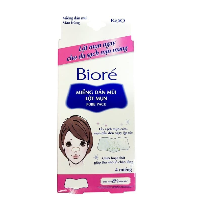 [Hộp 4 Miếng] Miếng Dán Mũi Lột Mụn Bioré Pore Pack Black