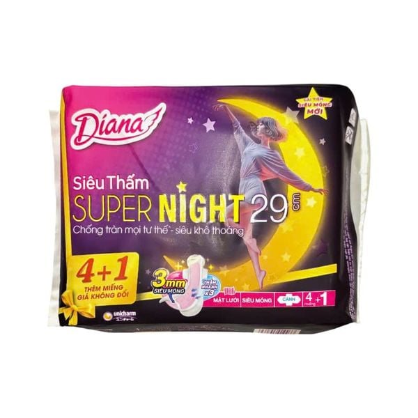  Băng Vệ Sinh Diana Siêu Thấm Supernight 29cm - 4 Miếng (Che tên sản phẩm khi giao hàng) 