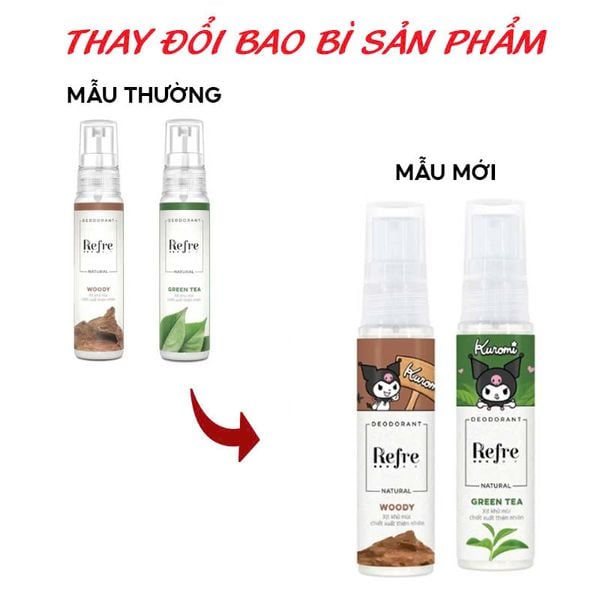  Xịt Khử Mùi Refre Natural Trắng Da, Giảm Thâm Sạm, Hỗ Trợ Se Khít Lỗ Chân Lông Deodorant Mist 30ml 