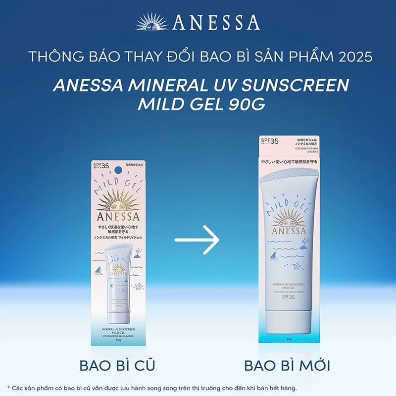Kem Chống Nắng Anessa Dạng Gel Dành Cho Da Nhạy Cảm Và Trẻ Em Mineral UV Sunscreen Mild Gel SPF35/PA+++ 90g