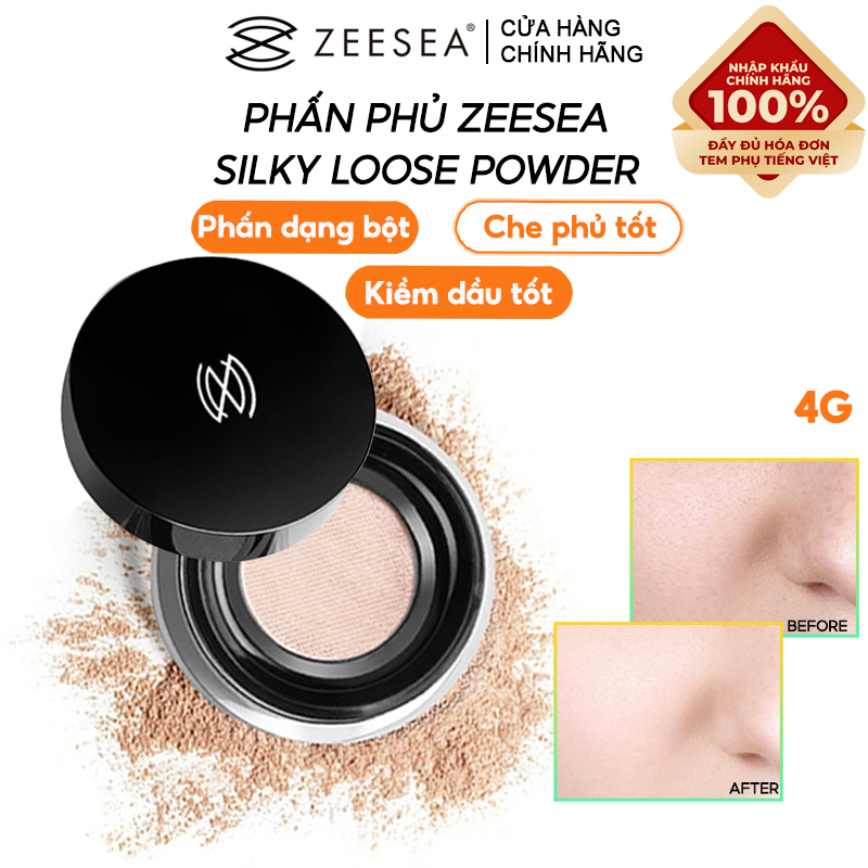 Phấn Phủ Dạng Bột Zeesea Kiềm Dầu, Che Phủ Tốt Silky Loose Powder 4g