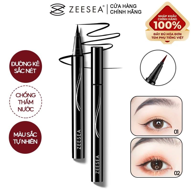 Bút Kẻ Mắt Nước Siêu Mảnh, Chống Thấm Nước, Lâu Trôi Zeesea Black Lasting Eyeliner 0.5g