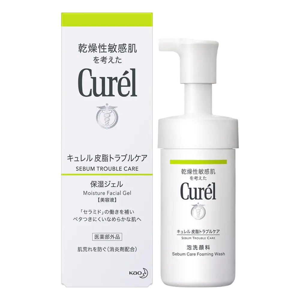 [2 Items] Bộ Đôi Cho Da Dầu Curél Sebum Trouble Care (Gel Dưỡng Da Sebum Facial 120ml + Sữa Rửa Mặt Sebum Foaming Wash 90ml)