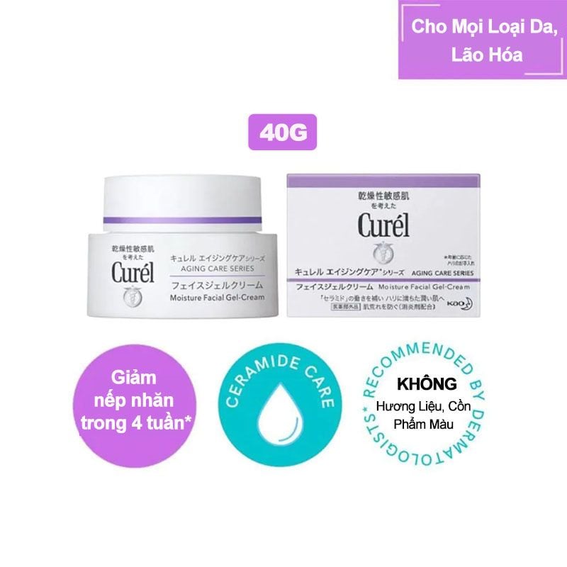 Kem Dưỡng Ẩm Chuyên Sâu Dạng Gel Dành Cho Da Lão Hóa Curél Aging Care Series Moisture Facial Gel Cream 40g