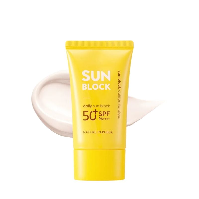 Kem Chống Nắng Nâng Tone Tự Nhiên Nature Republic California Aloe Daily Sun Block SPF50+ PA+++ 57ml