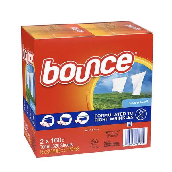 Giấy thơm áo quần và mềm vải Bounce 320 tờ