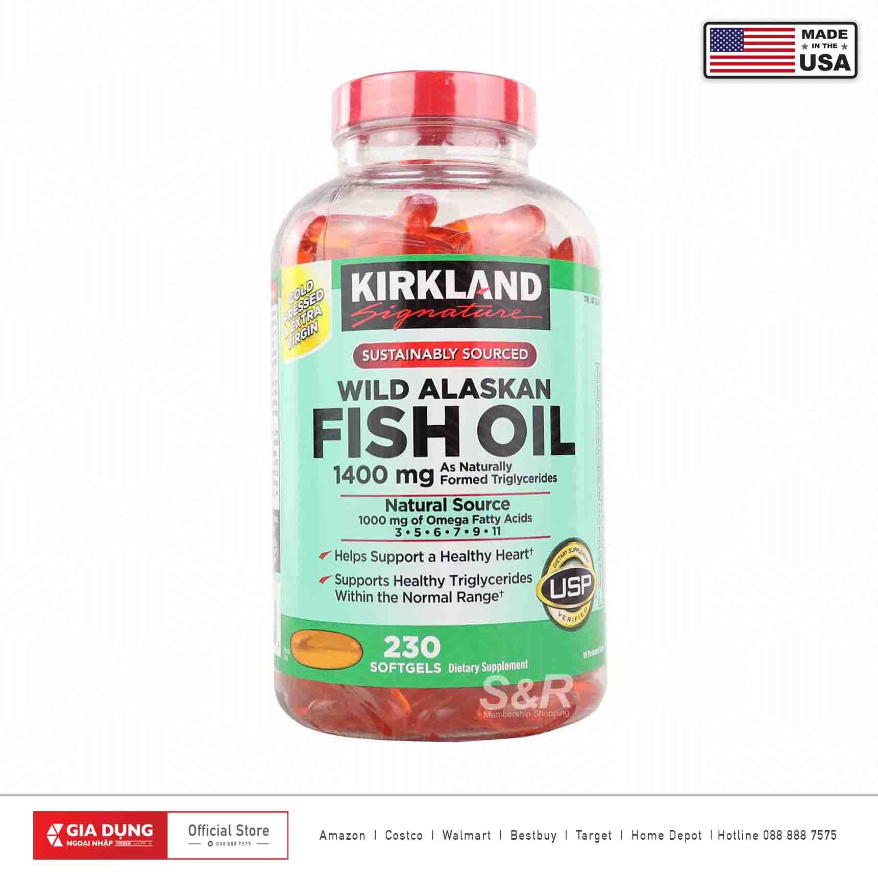 Dầu cá Kirkland Wild Alaskan Fish Oil 1400mg của Mỹ Gia Dụng Ngoại Nhập