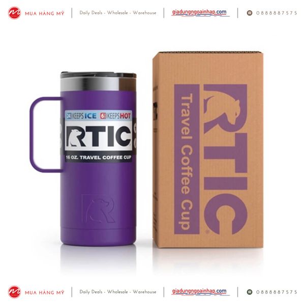 Ly Giữ Nhiệt RTIC Travel Coffee Mug 470ml - Màu tím
