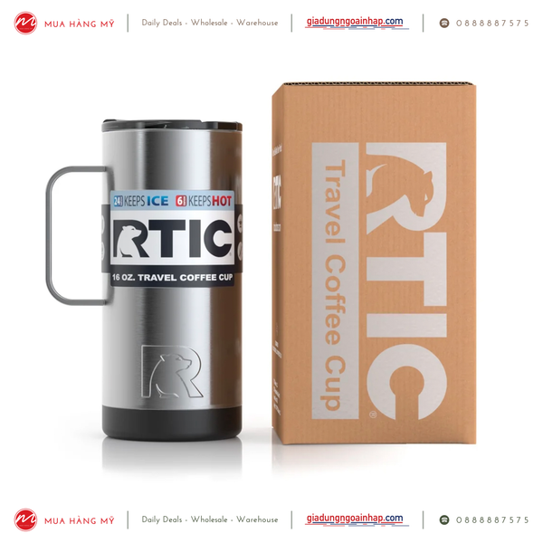 Ly Giữ Nhiệt RTIC Travel Coffee Mug 470ml - Màu bạc