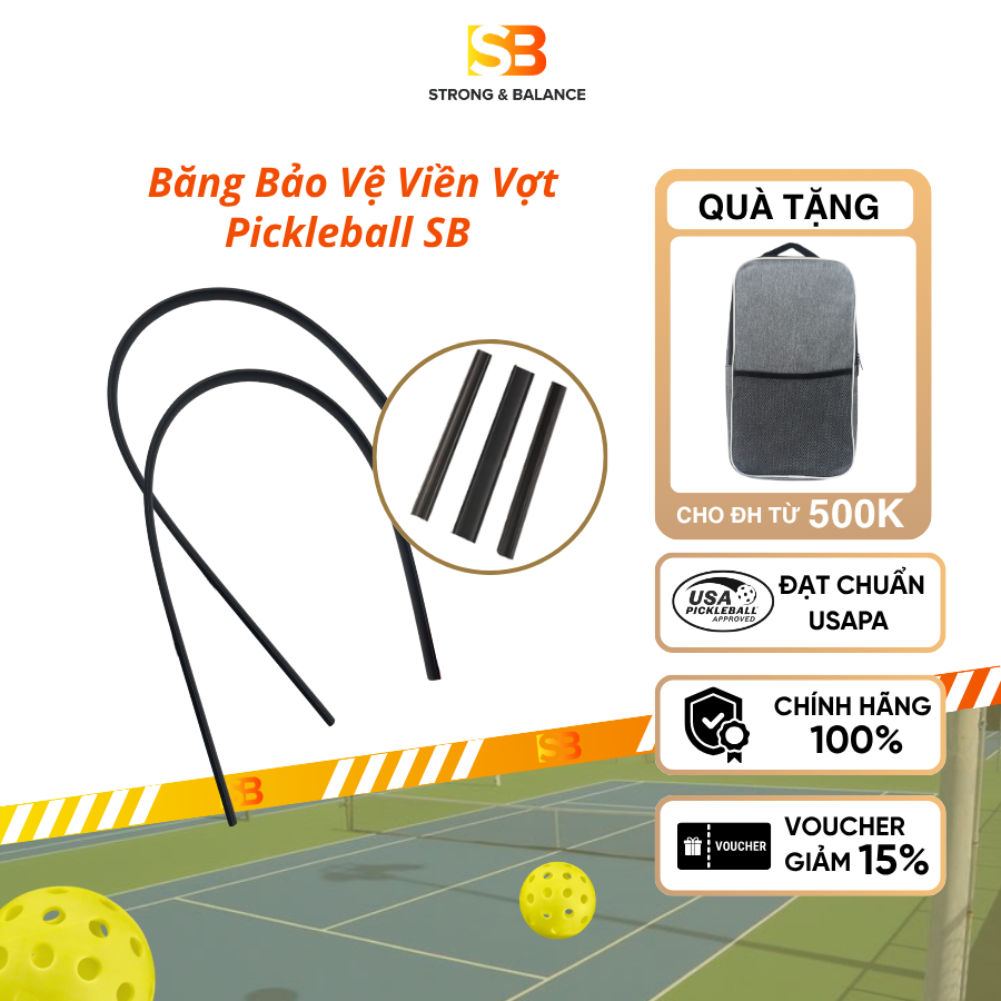 BĂNG BẢO VỆ VIỀN VỢT PICKLEBALL SB MỎNG NHẸ CAO CẤP SIZE <13MM