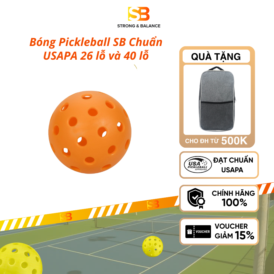 BÓNG PICKLEBALL SB TẬP LUYỆN CAM  – CHUẨN USAPA – 26 LỖ & 40 LỖ