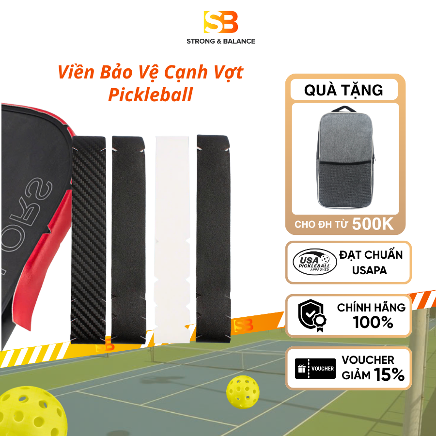 VIỀN BẢO VỆ VỢT PICKLEBALL - CHẤT CARBON FIBER SIÊU BỀN BỈ - CHỐNG VA ĐẬP MẠNH