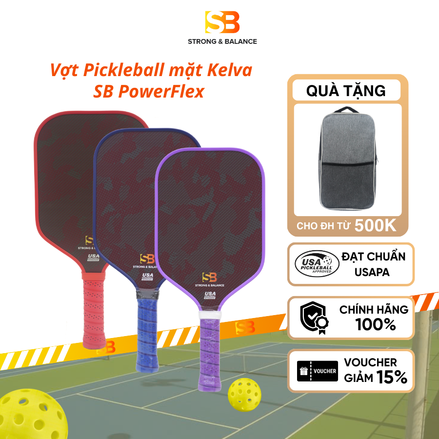 VỢT PICKLEBALL SB POWERFLEX – MẶT KELVA SIÊU BỀN