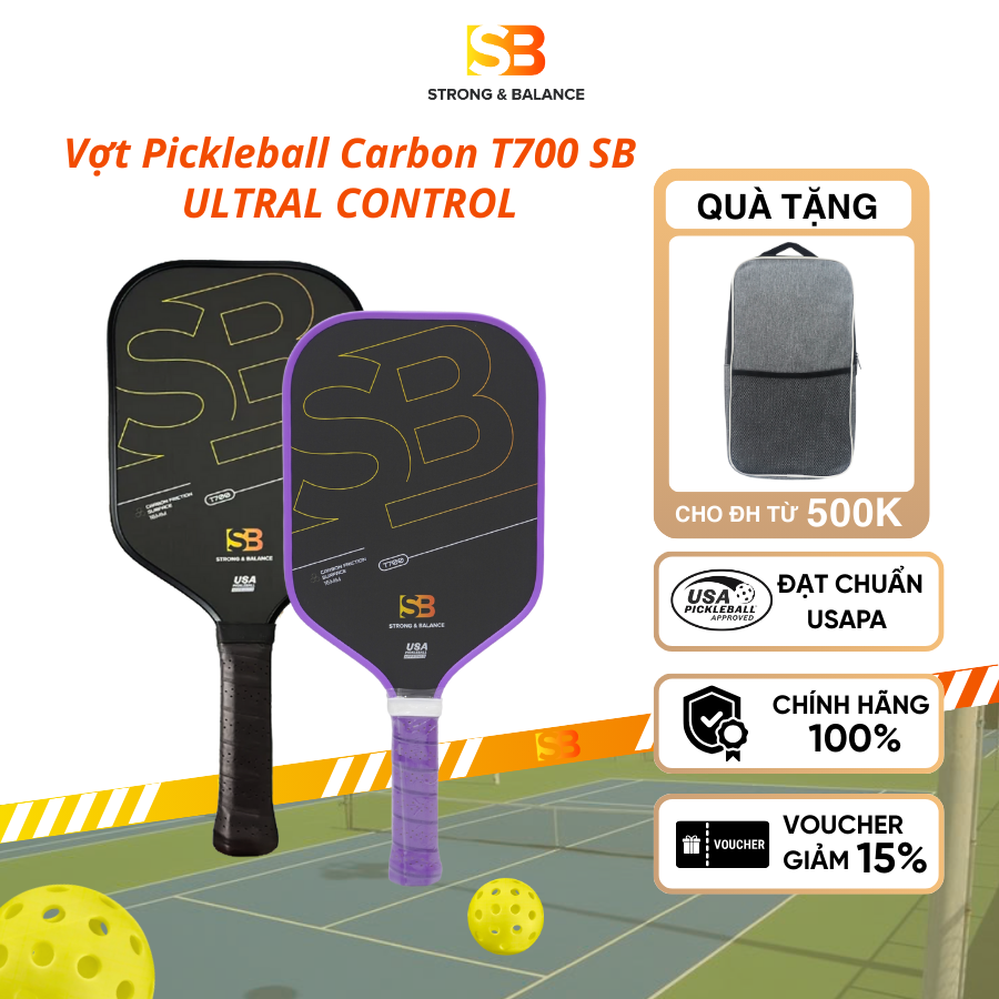 VỢT PICKLEBALL T700 ULTRA CONTROL TÍM – FULL CARBON CAO CẤP