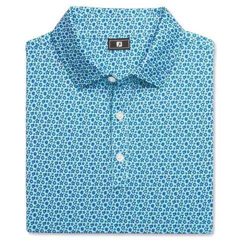 Áo golf nam tay ngắn Allover Floral Lisle Blue/Aqua 31493 | FootJoy