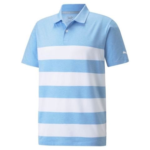 Áo golf nam tay ngắn 59911310 MATTR Kiwi Stripe Polo - Placid Blue Heather/Bright White | PUMA