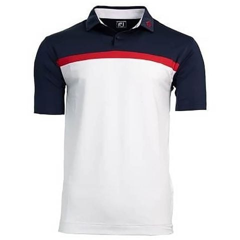 Áo golf nam tay ngắn Lisle Color Block Shirt Navy/Red/White 82290 | Foot Joy
