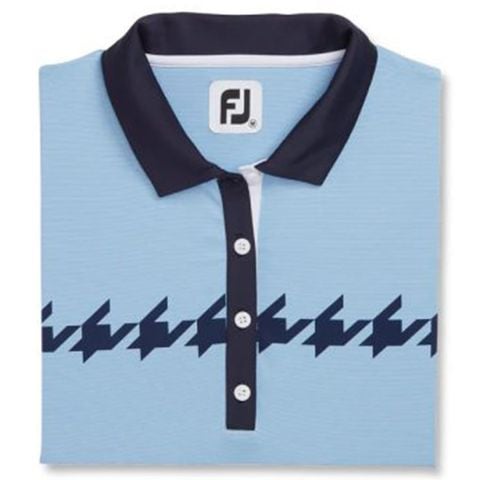 Áo golf nữ Cap Sleeve Houndstooth Print Shirt Blue 87346 | FootJoy