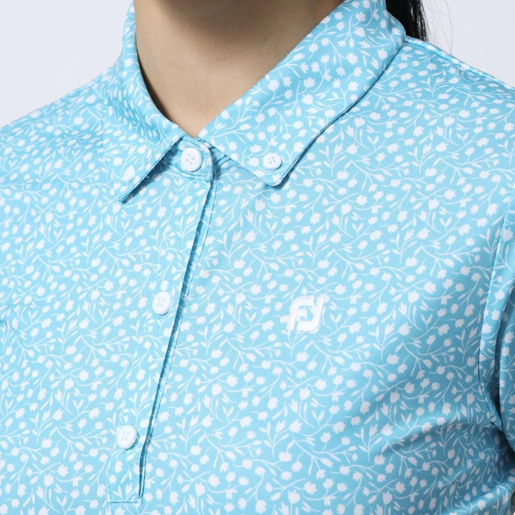 Áo golf nữ tay ngắn WOMEN'S TOSSED TULIPS SHIRT 80548 MAUI BLUE/WHITE