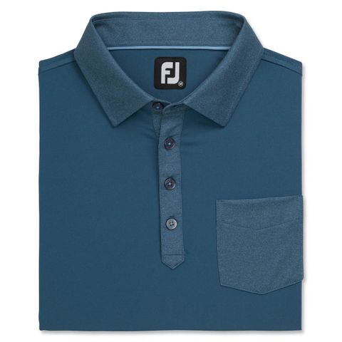 Áo golf nam tay ngắn 87074 xanh đậm có túi | Men's Polo shirt TONAL TRIM SOLID WITH POCKET 87074 | FootJoy