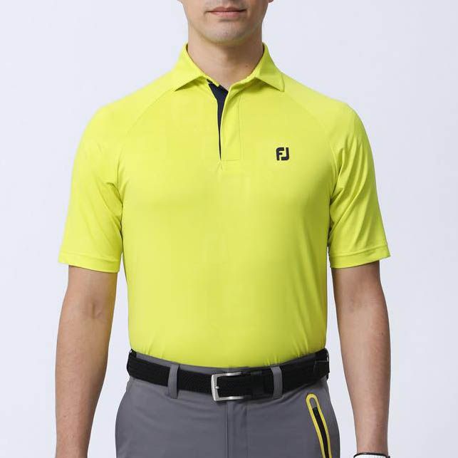 Ao golf nam tay ng n SS DEBOSS FJ LOGO SHIRT 80482 YELLOW FootJoy MuaBanGolf