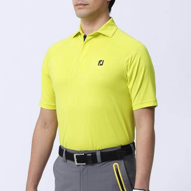 o golf nam tay ng n SS DEBOSS FJ LOGO SHIRT 80482 YELLOW