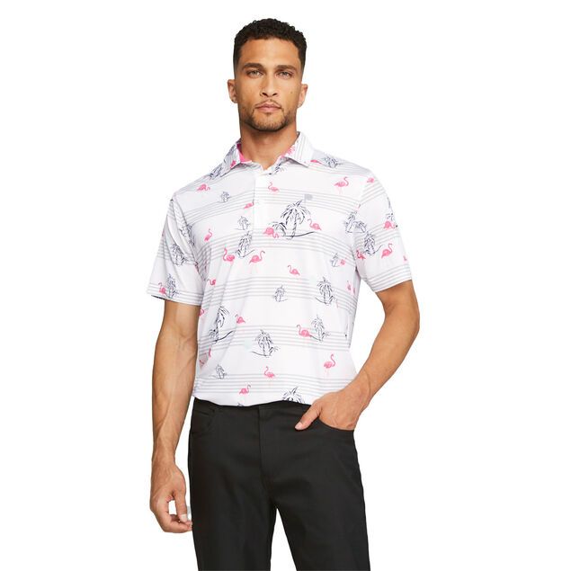 Áo golf nam tay ngắn X PTC PRINT POLO 62165801 Trắng-Hồng hạc | Puma