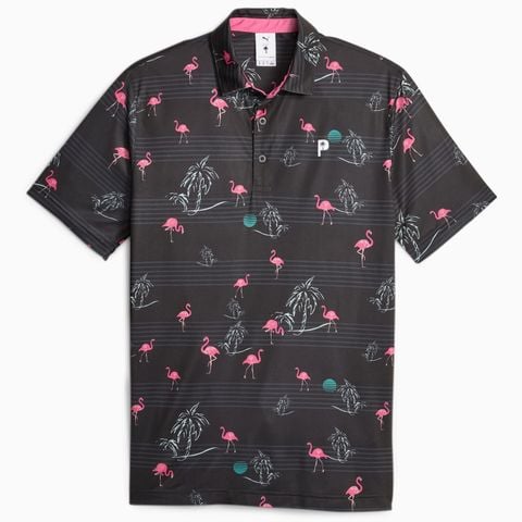 Áo golf nam tay ngắn X PTC PRINT POLO 62165802 Đen-Hồng hạc | Puma