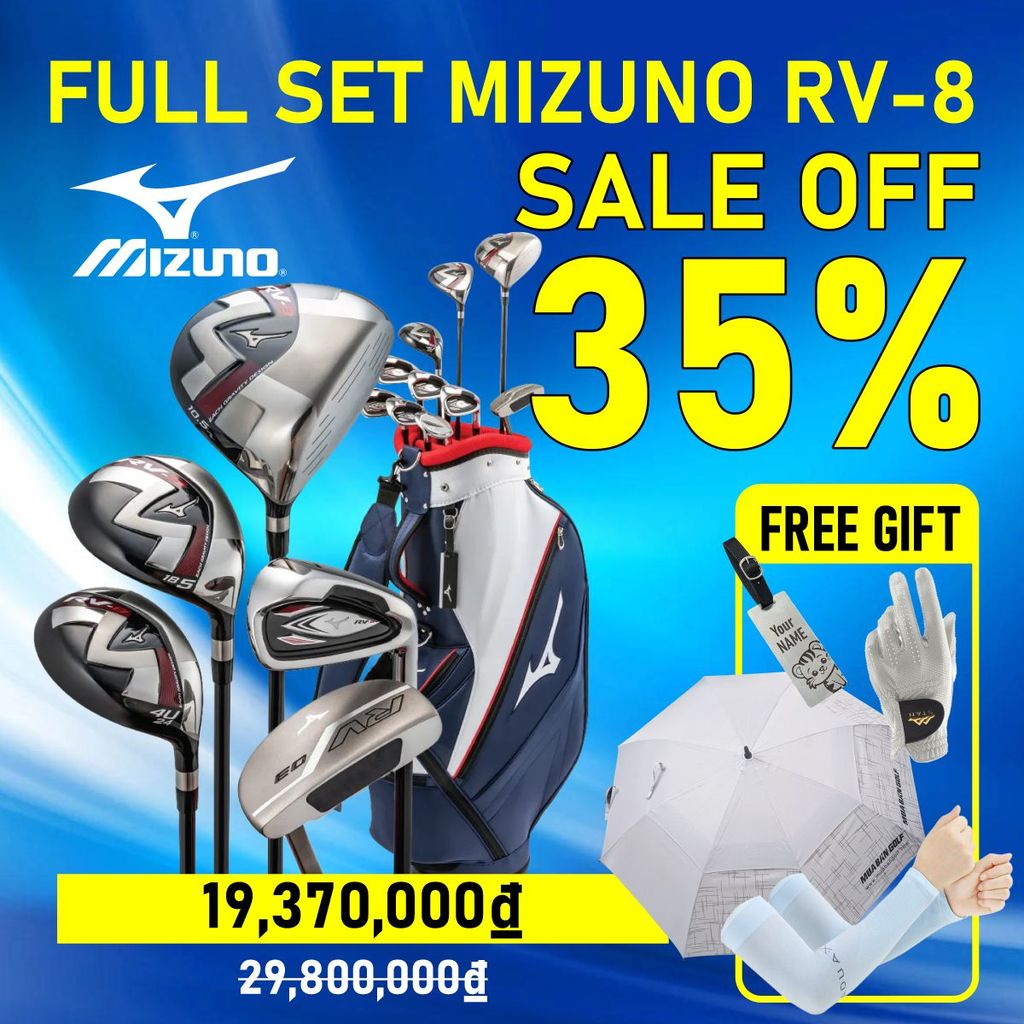 BỘ GẬY GOLF FULLSET NAM RV-8 CARTBAG + 10 GẬY | MIZUNO