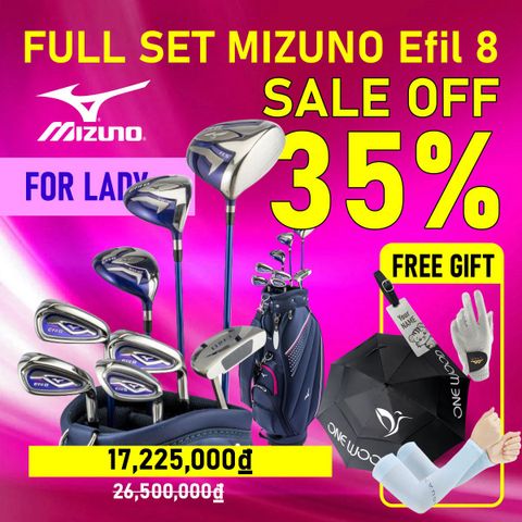 Bộ gậy golf Fullset nữ EFIL-8 set 9 gậy Gpraphite shaft model FLEX=L  | Mizuno | Tặng 4 món quà cao cấp