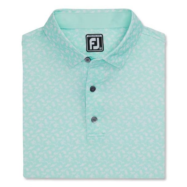 Áo golf nam tay ngắn 82279 LISLE BEACH PRINT SELF COLLAR WH/GREEN | Fo