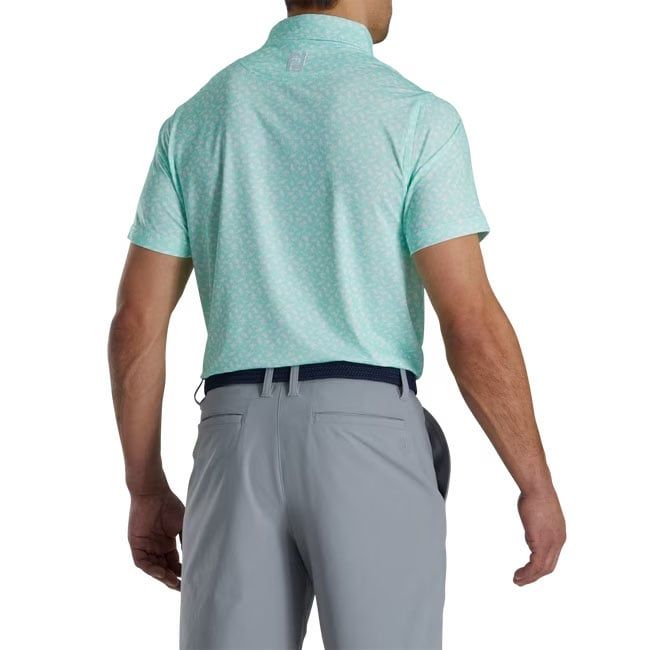 Áo golf nam tay ngắn 82279 LISLE BEACH PRINT SELF COLLAR WH/GREEN | Fo