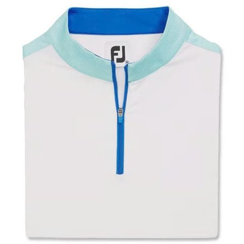 Áo golf nữ tay ngắn Color Block Short Sleeve Shirt White/Aqua 31569 | Foot Joy