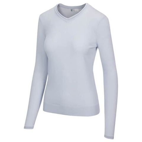 Áo tay dài nữ Lurex Tipped V-Neck Sweater G2F20S750_CRBL | Greg Norman