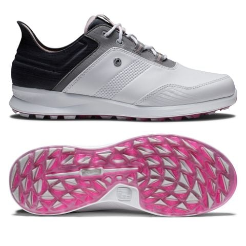 Giày golf nữ FJ 90123 CF W STRATOS Spikeless WHT/BLK/SPK | FootJoy | Tặng 1 dù MuaBanGolf rộng 1m5 + 1 đôi vớ FJ ProDry