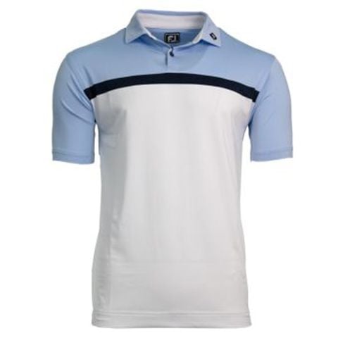 Áo golf nam tay ngắn Lisle Color Block Shirt Lt Blue/Navy/White 82289 | FootJoy