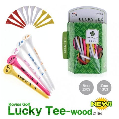 Hộp 30 tee gỗ Lucky Tee LT194 (80mm + 42mm) | Koviss