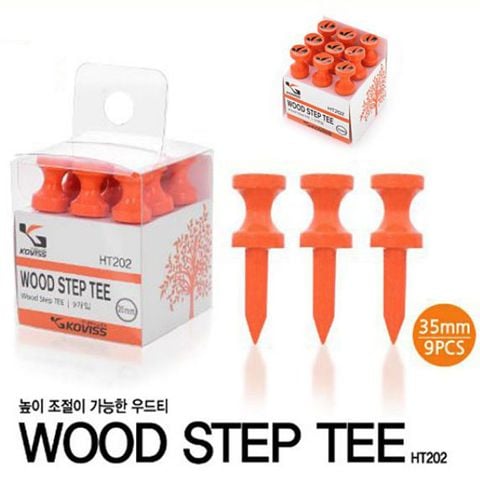 Hộp 9 cây tee gỗ ngắn 35mm Step tee HT202 | Koviss