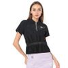 Áo golf nữ tay ngắn Draw Zip MLW-4B-AP04 Black | MARK & LONA