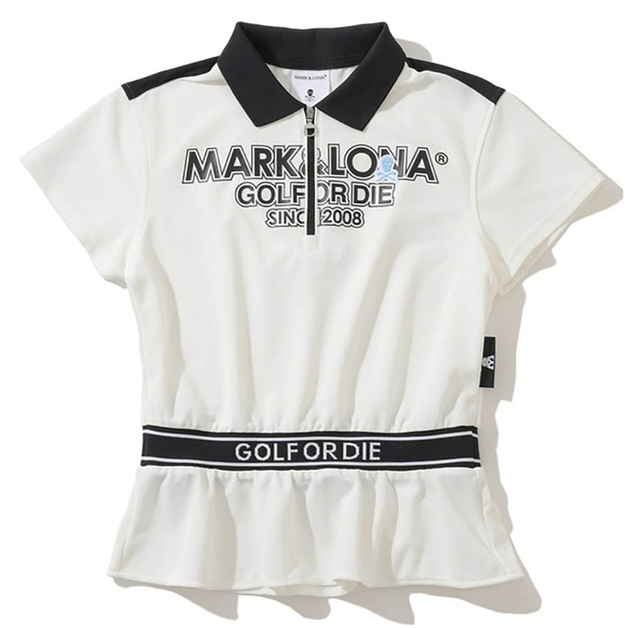 Áo golf nữ tay ngắn Draw Zip MLW-4B-AP04 White | MARK & LONA