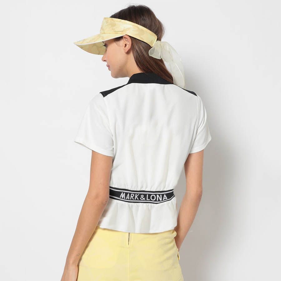 Áo golf nữ tay ngắn Draw Zip MLW-4B-AP04 White | MARK & LONA