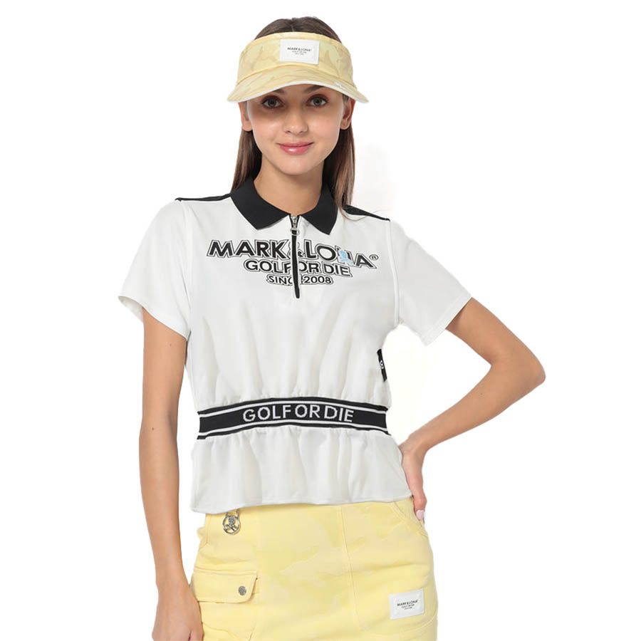 Áo golf nữ tay ngắn Draw Zip MLW-4B-AP04 White | MARK & LONA