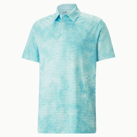 Áo golf nam tay ngắn 53875504 Cloudspun Dye Stripe Polo Tropical Aqua | PUMA