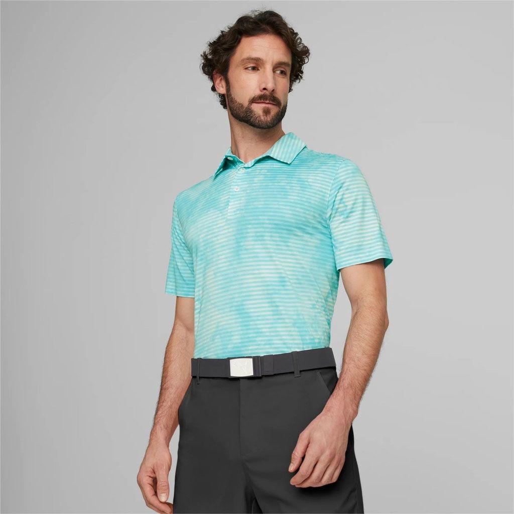 Áo golf nam tay ngắn PUMA 53875504 Cloudspun Dye Stripe Polo Tropical