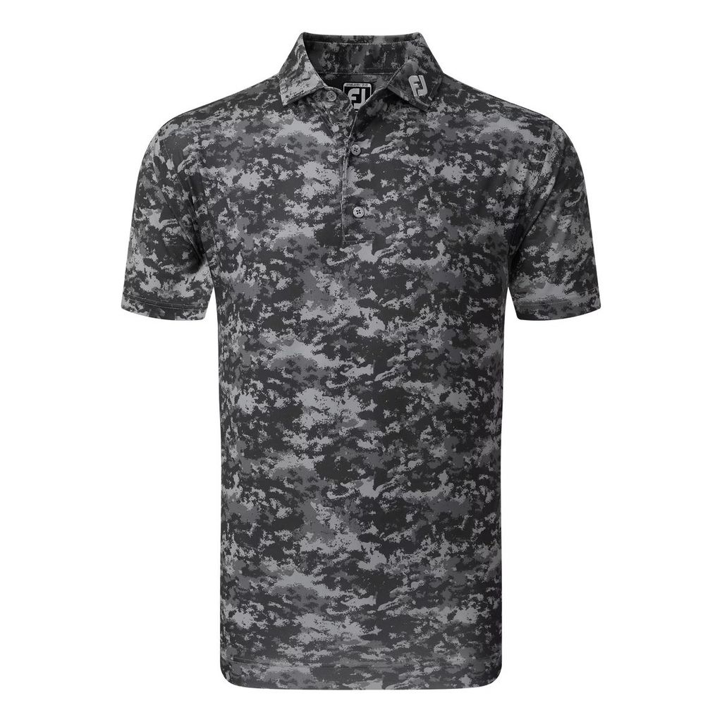 Áo golf nam tay ngắn CLOUD CAMO LISLE, SELF COLLAR 82200 BLACK | FootJ