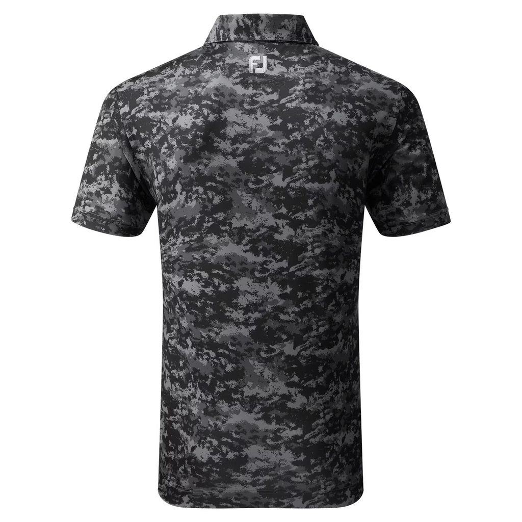 Áo golf nam tay ngắn CLOUD CAMO LISLE, SELF COLLAR 82200 BLACK | FootJ