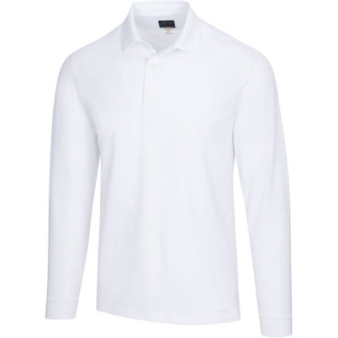 Áo golf nam tay dày G7S22K980_WHT LONG SLEEVE FREEDOM PIQUE POLO - White | Greg Norman